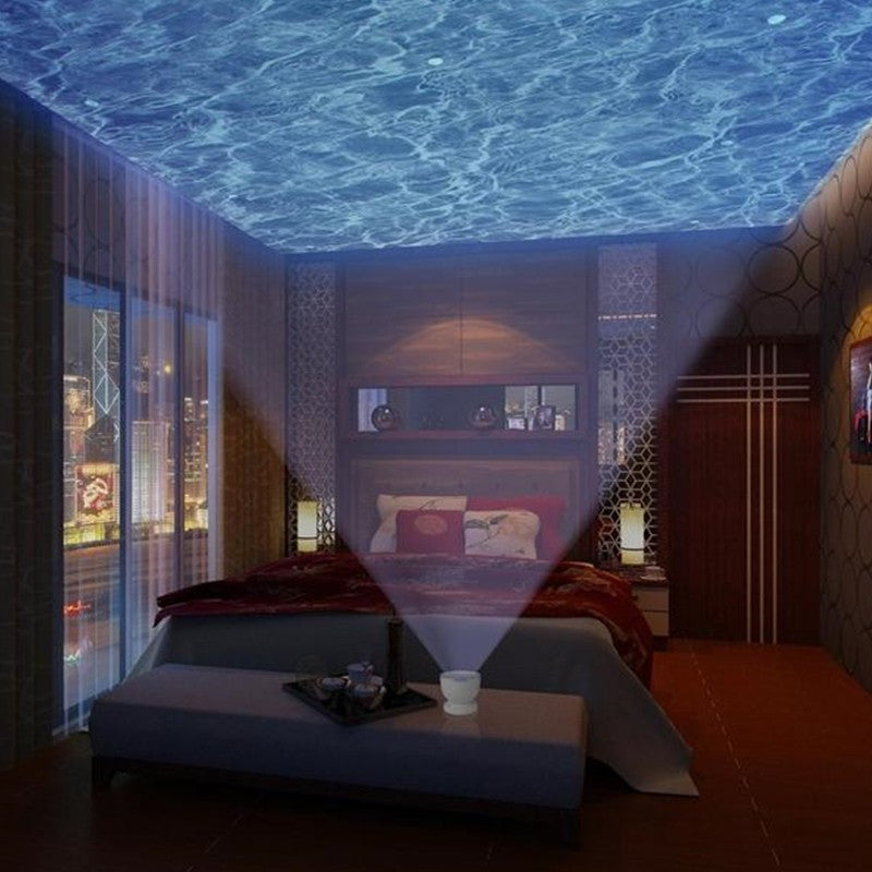 Ocean Wave Projector LED Night Light Remote Control TF Cards Music Player Speaker Aurora Projection - One Red Hill